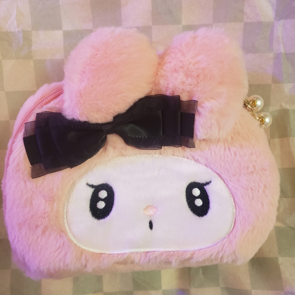 Melody Plushie Makeup bag with Pearl Zipper